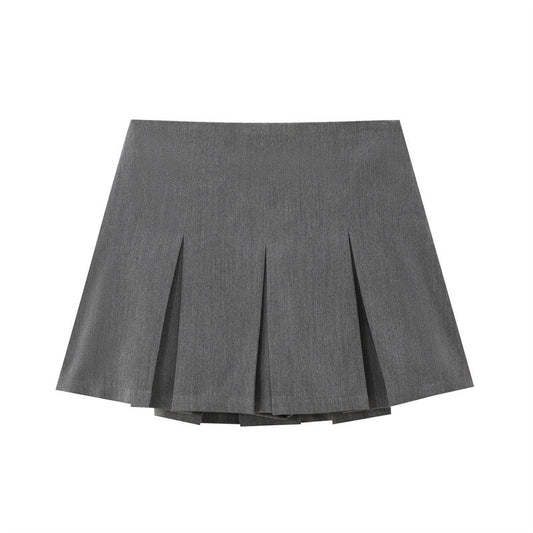 olive pleated skirt