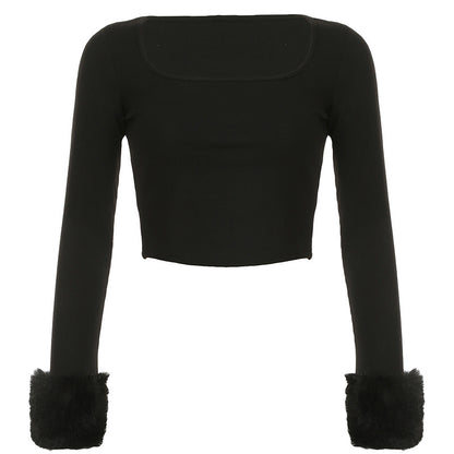 calla ribbed square neck top